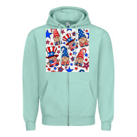 Seafoam 4th of july patriotic gnome seamless pattern Zipper Hoodie - BundleAndBundleShop