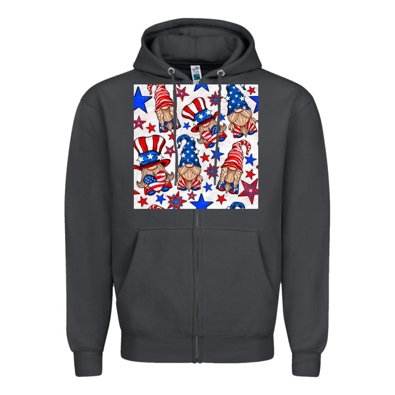 4th Of July Patriotic Gnome Seamless Pattern Zipper Hoodie by BundleAndBundleShop | Teevron