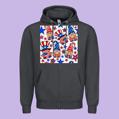 4th Of July Patriotic Gnome Seamless Pattern Zipper Hoodie Designed By Bundleandbundleshop