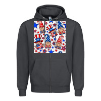 Smoke 4th of july patriotic gnome seamless pattern Zipper Hoodie - BundleAndBundleShop