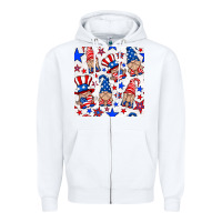 White 4th of july patriotic gnome seamless pattern Zipper Hoodie - BundleAndBundleShop