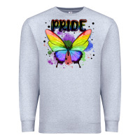 Heather Grey rainbow butterfly pride lgbtq Premium Sweatshirt - MaliasSmallBusiness