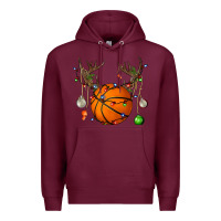 Burgundy Basketball Horn Christmas Premium Hoodie - BundleAndBundleShop