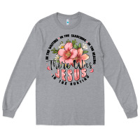 Heather Grey there was jesus Long Sleeve Tee - JahusDesignShop