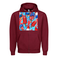 Burgundy 4th of july popsicle seamless pattern Zipper Hoodie - BundleAndBundleShop