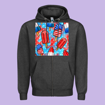 4th Of July Popsicle Seamless Pattern Zipper Hoodie Designed By Bundleandbundleshop