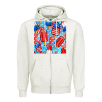 Oatmeal Heather 4th of july popsicle seamless pattern Zipper Hoodie - BundleAndBundleShop