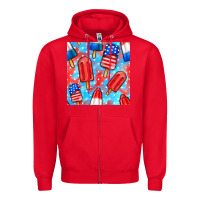 Red 4th of july popsicle seamless pattern Zipper Hoodie - BundleAndBundleShop