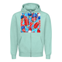 Seafoam 4th of july popsicle seamless pattern Zipper Hoodie - BundleAndBundleShop