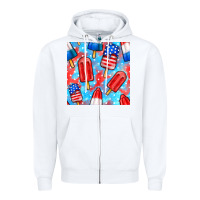 White 4th of july popsicle seamless pattern Zipper Hoodie - BundleAndBundleShop