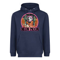 Navy neon moon Heavyweight Hoodie - MaliasSmallBusiness