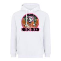 White neon moon Heavyweight Hoodie - MaliasSmallBusiness