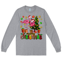 Heather Grey flamingo merry christmas Long Sleeve Tee - AdoDesignShop