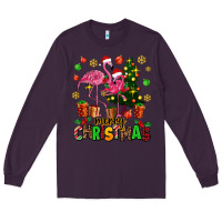 Plum flamingo merry christmas Long Sleeve Tee - AdoDesignShop