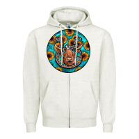 Oatmeal Heather horseshoe circle Zipper Hoodie - JahusDesignShop