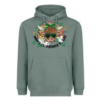 Sage st. patrick's day highland cow Heavyweight Hoodie - MaliasSmallBusiness