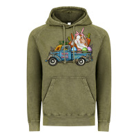 Vintage Olive Happy Easter Truck with Bunny Eggs And Carrot Vintage Hoodie - RanaPortraitStore