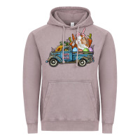 Vintage Zinc Happy Easter Truck with Bunny Eggs And Carrot Vintage Hoodie - RanaPortraitStore