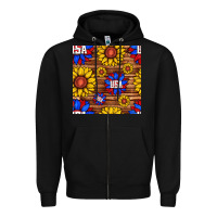 Black usa sunflower seamless pattern Zipper Hoodie - BundleAndBundleShop