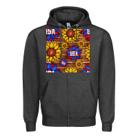 Charcoal Heather usa sunflower seamless pattern Zipper Hoodie - BundleAndBundleShop