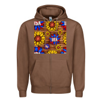 Chestnut usa sunflower seamless pattern Zipper Hoodie - BundleAndBundleShop