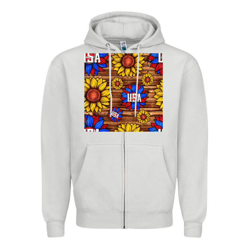 Usa Sunflower Seamless Pattern Zipper Hoodie by BundleAndBundleShop | Teevron