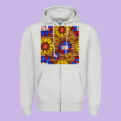 Usa Sunflower Seamless Pattern Zipper Hoodie Designed By Bundleandbundleshop