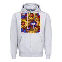 Heather Grey usa sunflower seamless pattern Zipper Hoodie - BundleAndBundleShop