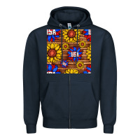 Navy usa sunflower seamless pattern Zipper Hoodie - BundleAndBundleShop