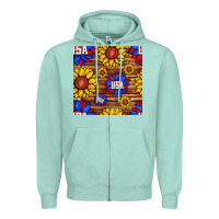 Seafoam usa sunflower seamless pattern Zipper Hoodie - BundleAndBundleShop