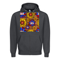 Smoke usa sunflower seamless pattern Zipper Hoodie - BundleAndBundleShop