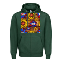 Sports Green usa sunflower seamless pattern Zipper Hoodie - BundleAndBundleShop