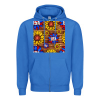 True Royal usa sunflower seamless pattern Zipper Hoodie - BundleAndBundleShop