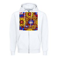 White usa sunflower seamless pattern Zipper Hoodie - BundleAndBundleShop