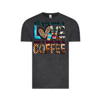 Vintage Black all you need is love and a good cup of coffee Vintage Tee - Zillion Design Studio