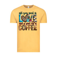 Vintage Mustard all you need is love and a good cup of coffee Vintage Tee - Zillion Design Studio