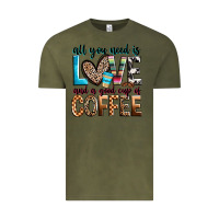 Vintage Olive all you need is love and a good cup of coffee Vintage Tee - Zillion Design Studio