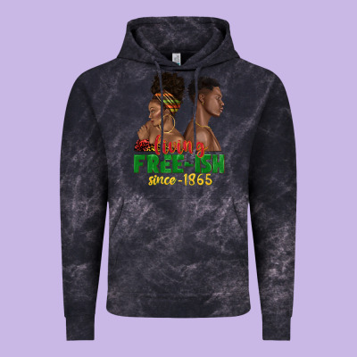 Vintage Hoodie living free ish since 1865 with afro black woman a