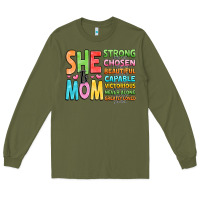 Army Green she is mom Long Sleeve Tee - JahusDesignShop