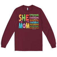 Burgundy she is mom Long Sleeve Tee - JahusDesignShop