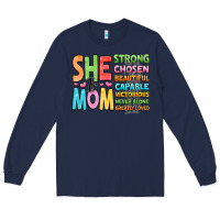 Navy she is mom Long Sleeve Tee - JahusDesignShop