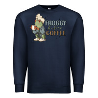 Navy froggy before coffee Premium Sweatshirt - MaliasSmallBusiness