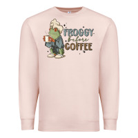 Pale Pink froggy before coffee Premium Sweatshirt - MaliasSmallBusiness