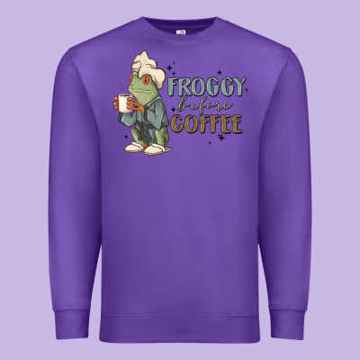 Froggy Before Coffee Premium Sweatshirt Designed By Maliassmallbusiness