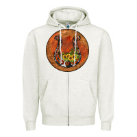 Oatmeal Heather horseshoe circle Zipper Hoodie - JahusDesignShop