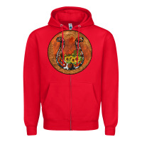 Red horseshoe circle Zipper Hoodie - JahusDesignShop