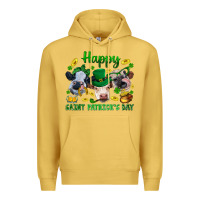 Antique Gold Happy Saint Patrick'S Day With Clover Premium Hoodie - BundleAndBundleShop