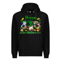 Black Happy Saint Patrick'S Day With Clover Premium Hoodie - BundleAndBundleShop
