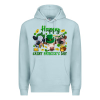 Blue Mist Happy Saint Patrick'S Day With Clover Premium Hoodie - BundleAndBundleShop