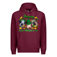 Burgundy Happy Saint Patrick'S Day With Clover Premium Hoodie - BundleAndBundleShop